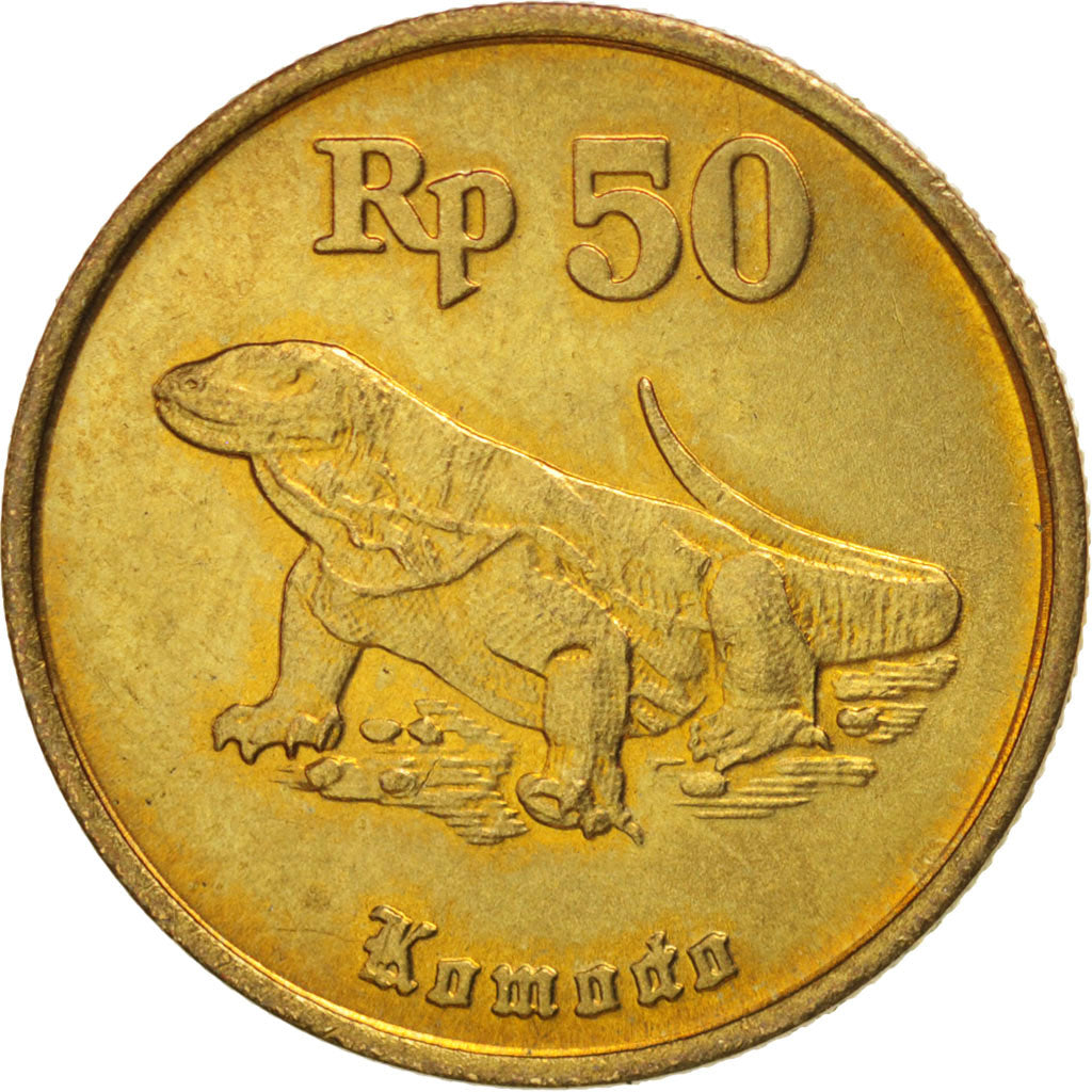 INDONESIA, 50 Rupiah, 1991, KM #52, MS(63), Aluminum-Bronze, 19.94, 3.20