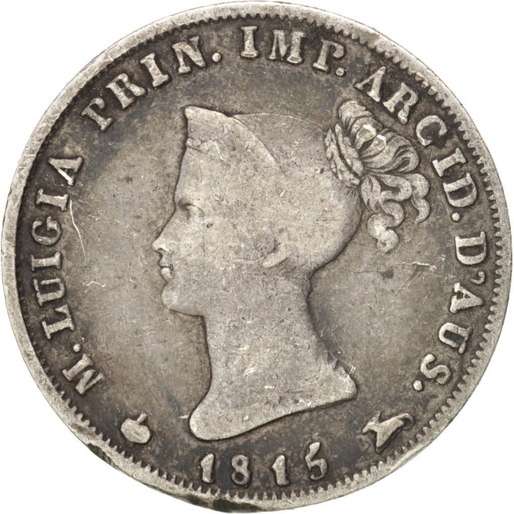 ITALIAN STATES, 10 Soldi, 1815, KM #27, VF(20-25), Silver, 2.43