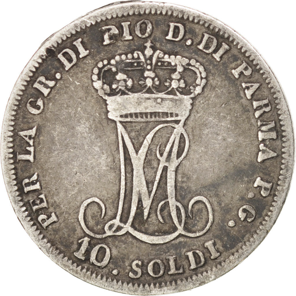 ITALIAN STATES, 10 Soldi, 1815, KM #27, VF(20-25), Silver, 2.43
