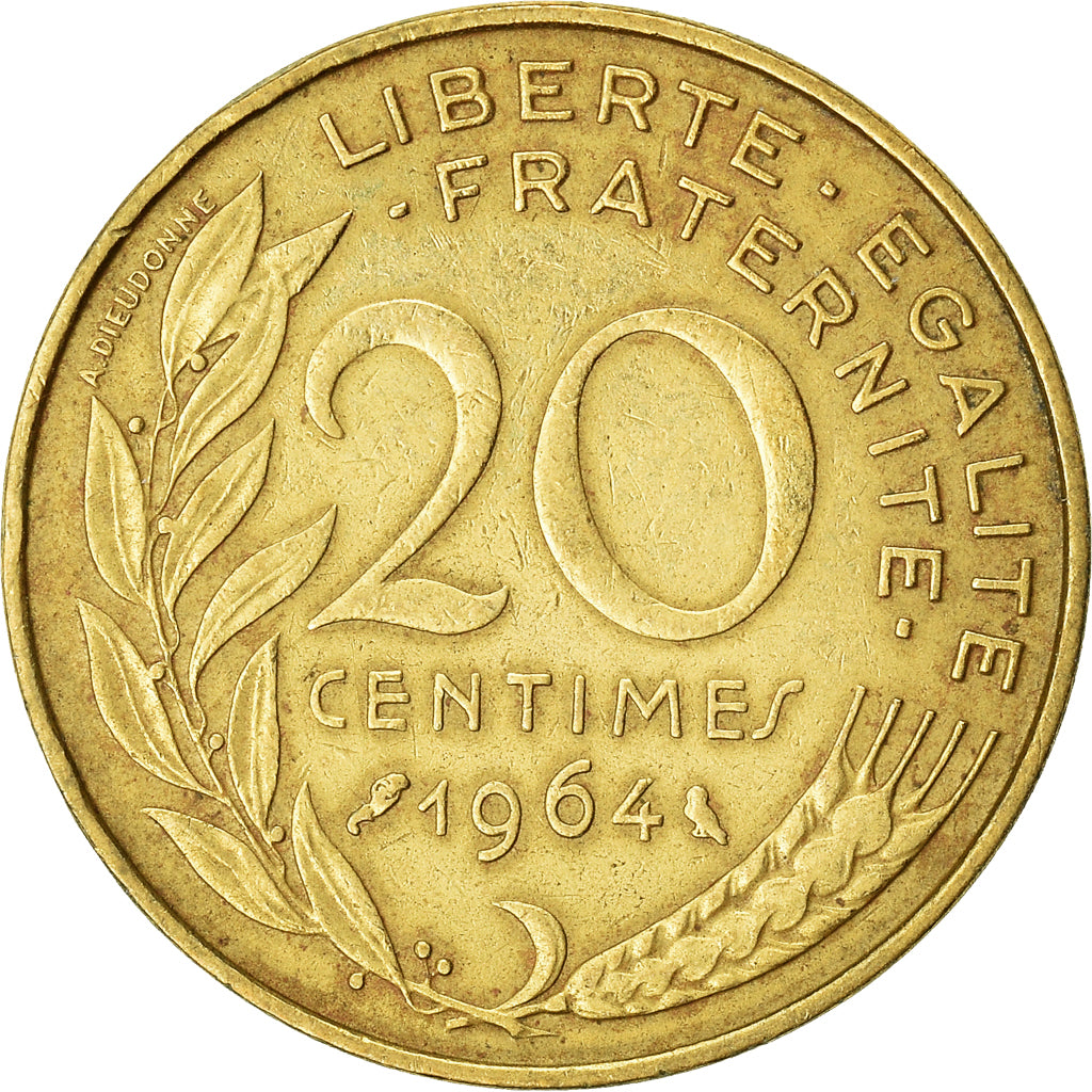 Moneta, Francja, 20 Centimes, 1964