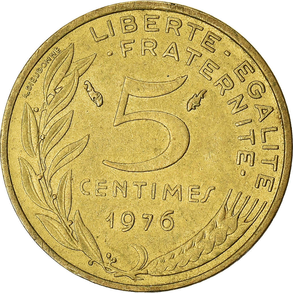 Coin, France, 5 Centimes, 1976