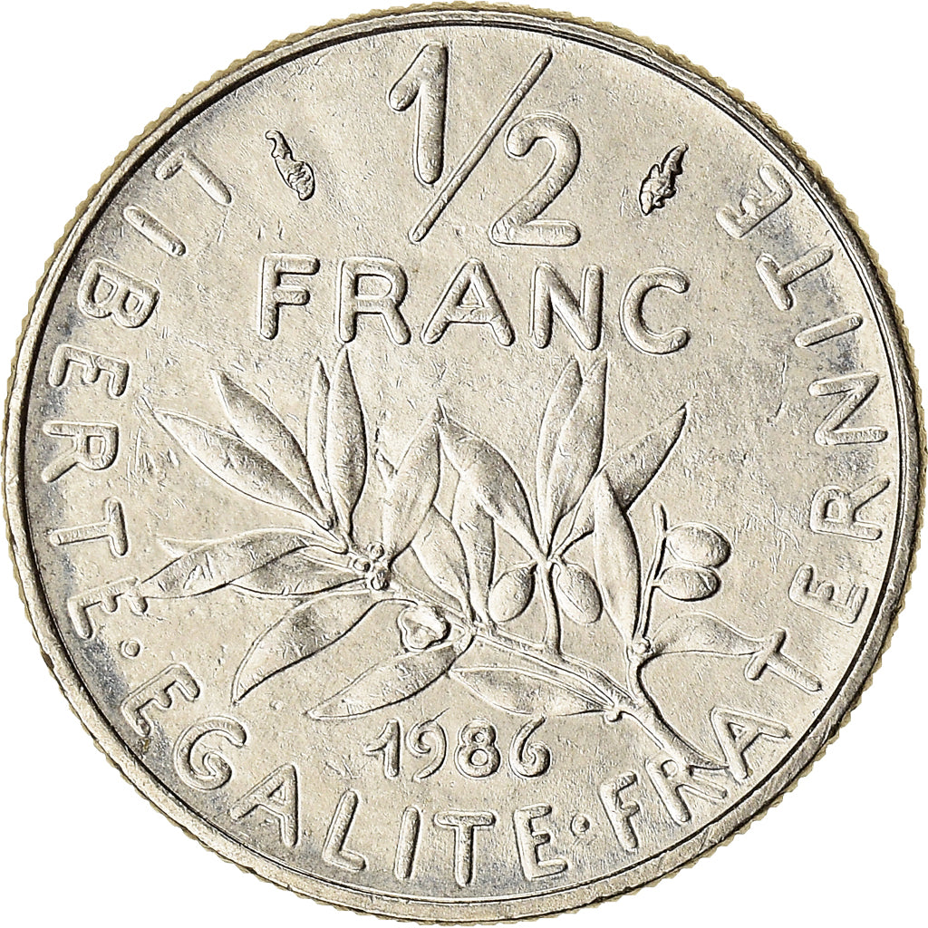 Munten, Frankrijk, 1/2 Franc, 1986