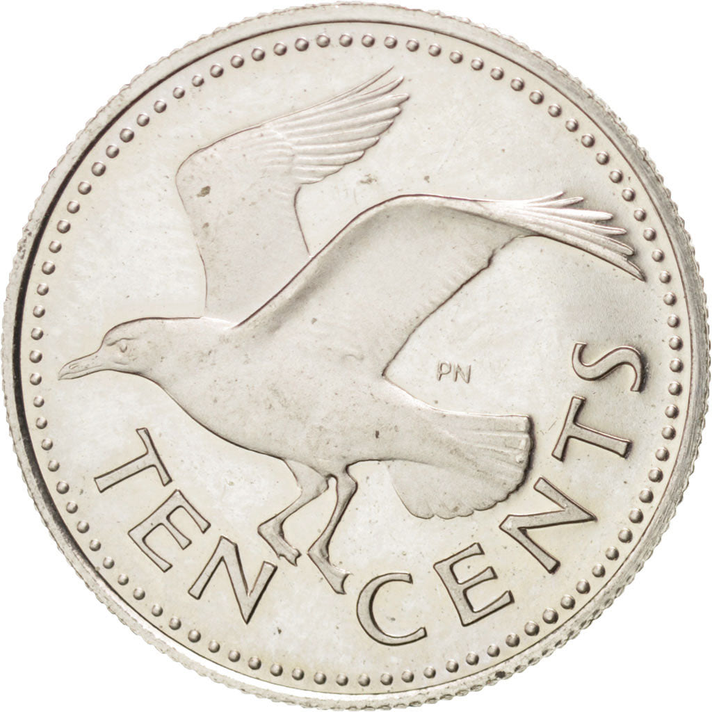 BARBADOS, 10 Cents, 1973, Franklin Mint, KM #12, MS(63), Copper-Nickel, 17.77,..