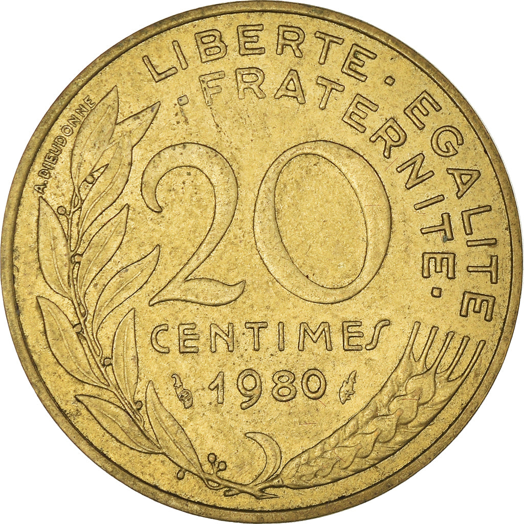 Moeda, França, 20 Centimes, 1980
