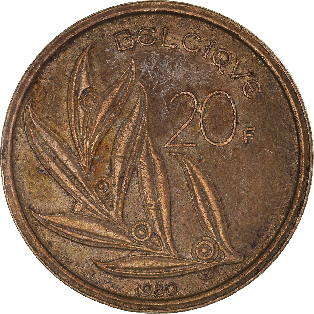 Coin, Belgium, 20 Francs, 20 Frank, 1980