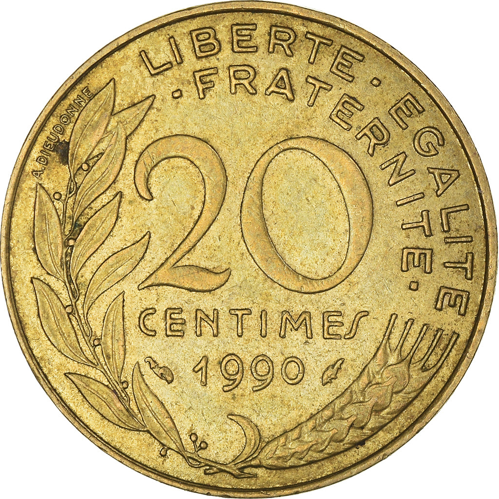 Moneta, Francja, 20 Centimes, 1990