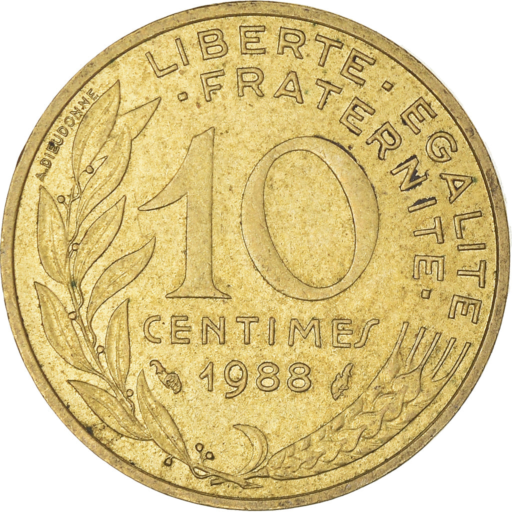 Munten, Frankrijk, 10 Centimes, 1988