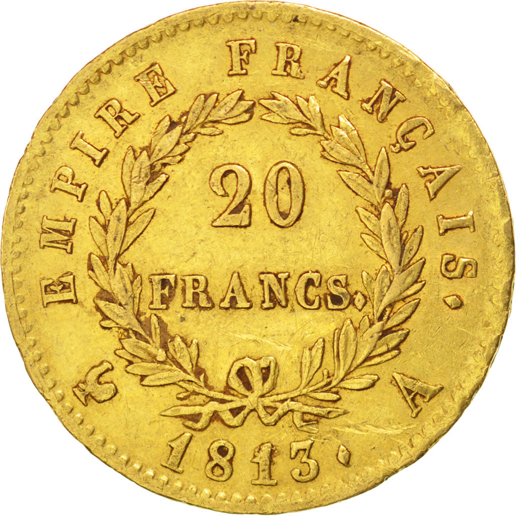 Francia, Napoléon I, 20 Francs, 1813, Paris, BB+, Oro, KM:695.1, Gadoury:1025