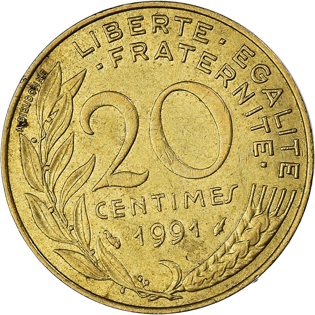 Moneda, Francia, 20 Centimes, 1991