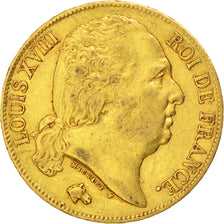 Louis XVIII, 20 Francs Or au buste nu 1819 A, Paris, KM 712.1