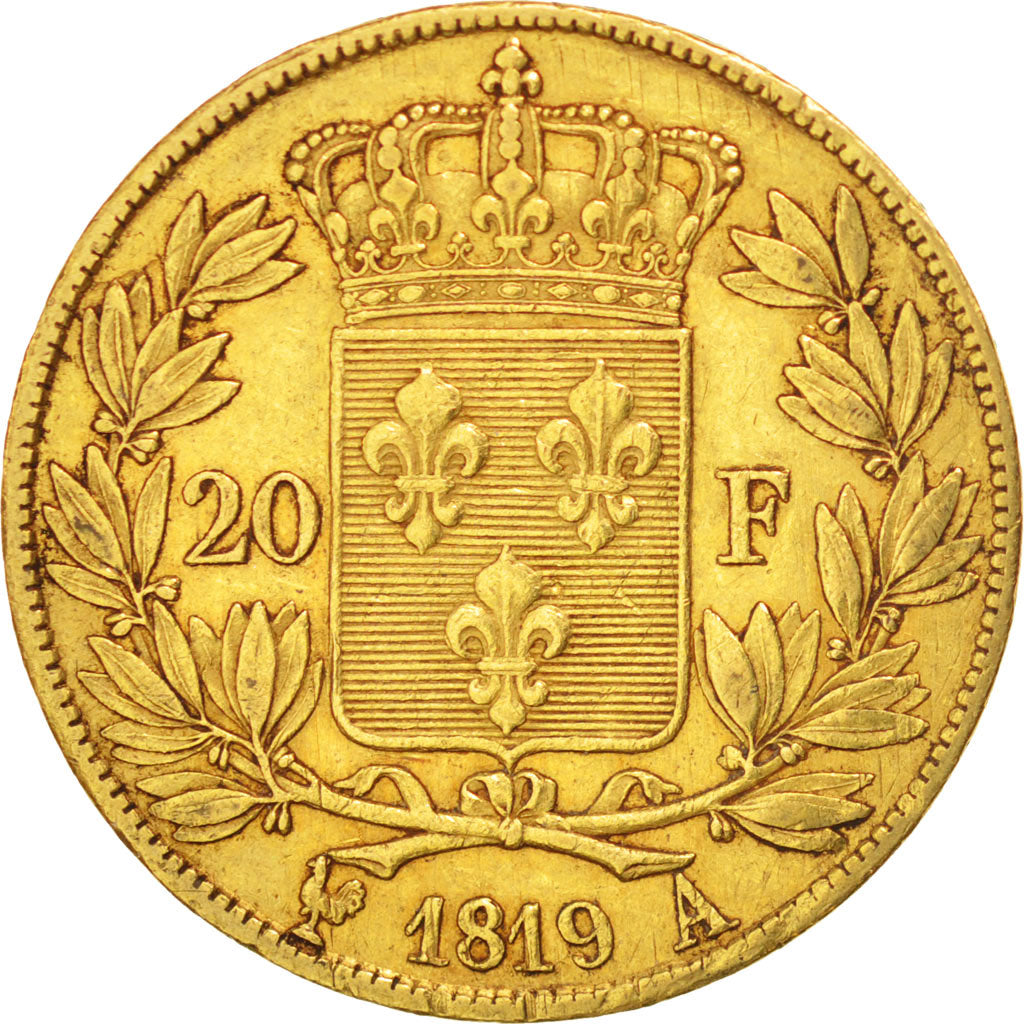 Louis XVIII, 20 Francs Or au buste nu 1819 A, Paris, KM 712.1