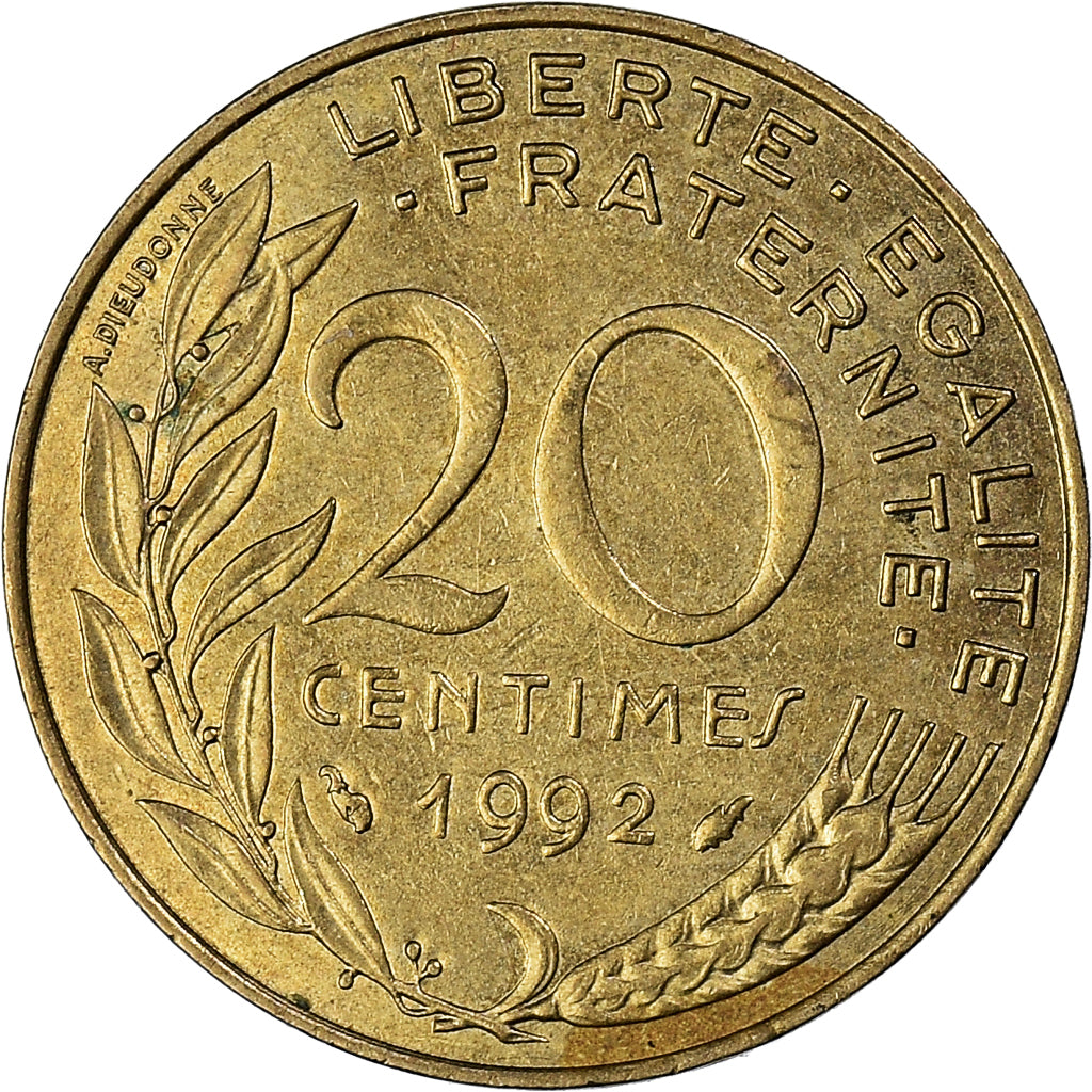 Moneda, Francia, 20 Centimes, 1992