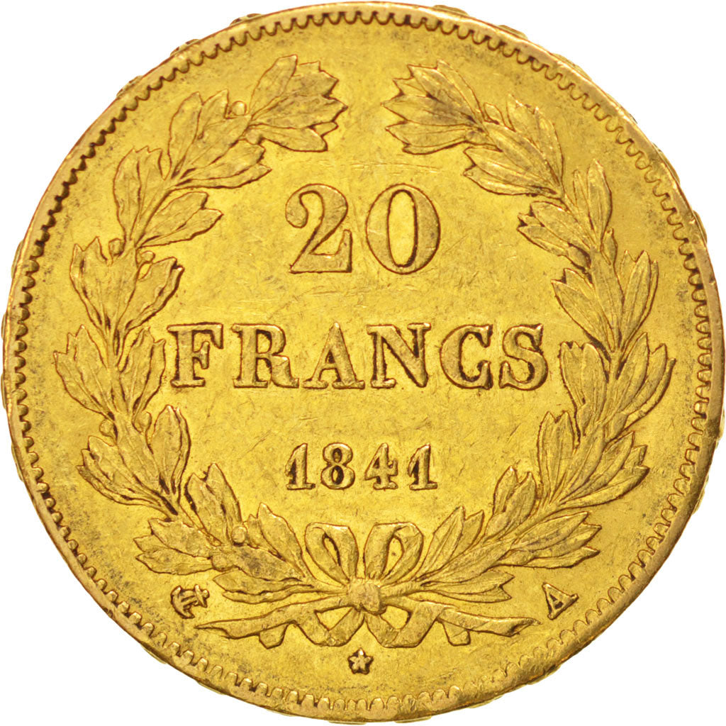 FRANCE, Louis-Philippe, 20 Francs, 1841, Paris, KM #750.1, EF(40-45), Gold,...