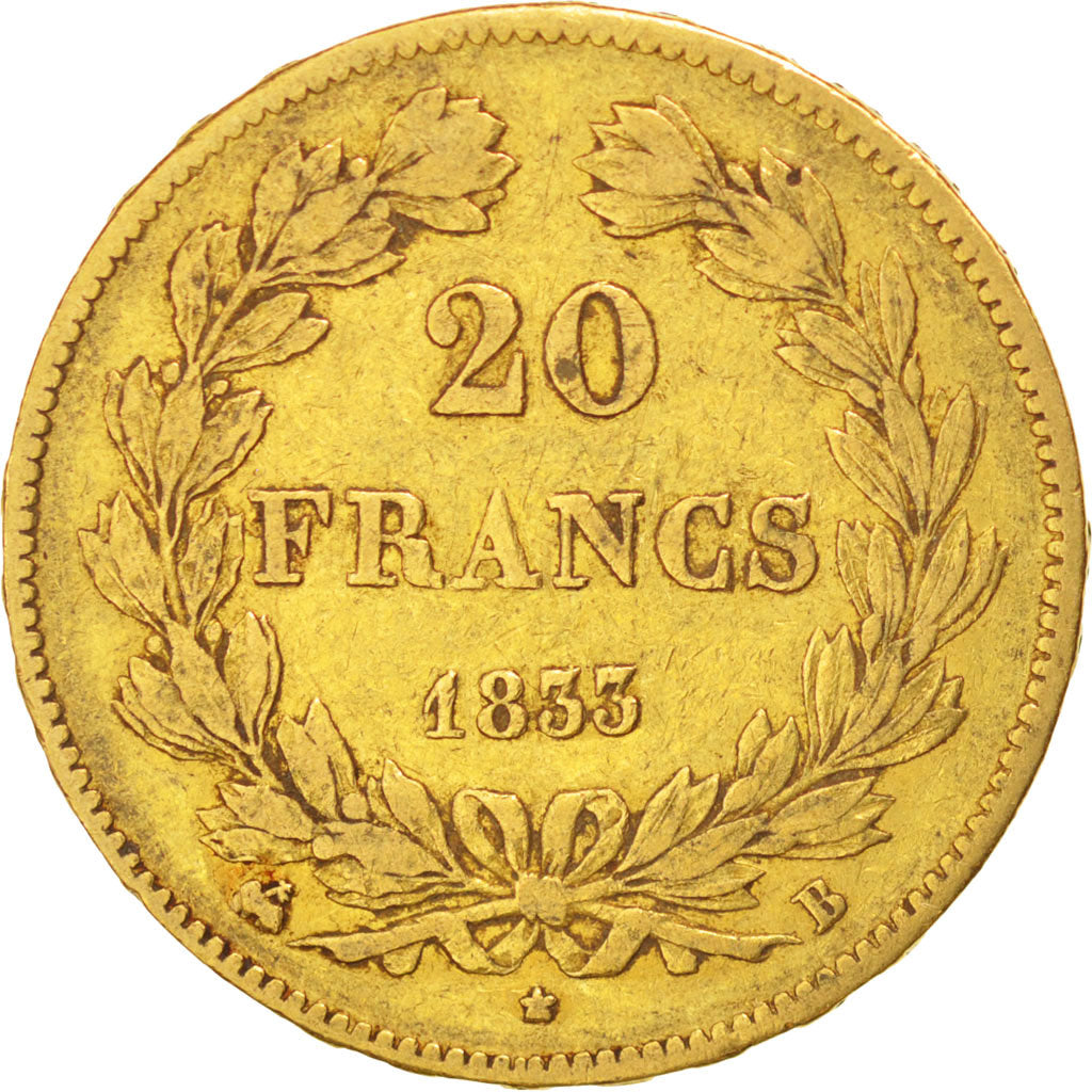 Louis-Philippe, 20 Francs Or 1833 B, Rouen, KM 750.2