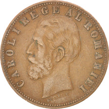 ROMANIA, 5 Bani, 1884, KM #19, EF(40-45), Copper, 4.95