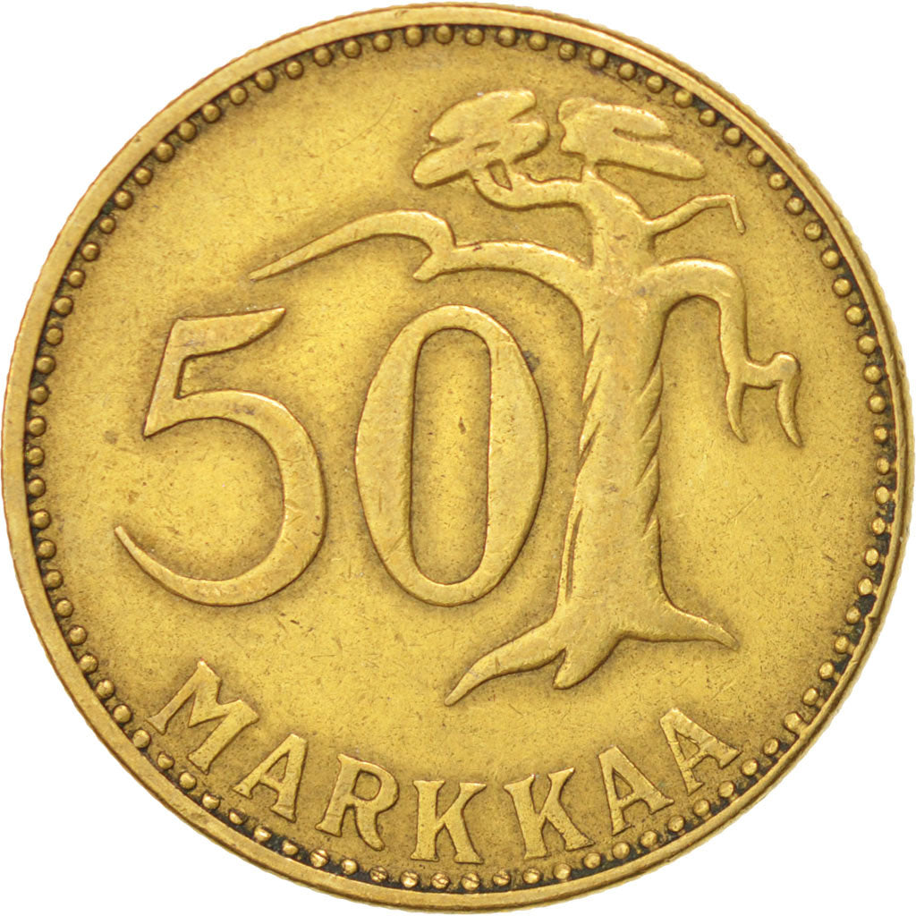 FINLAND, 50 Markkaa, 1954, KM #40, EF(40-45), Aluminum-Bronze, 25, 5.50