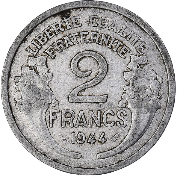 Moeda, França, 2 Francs, 1944