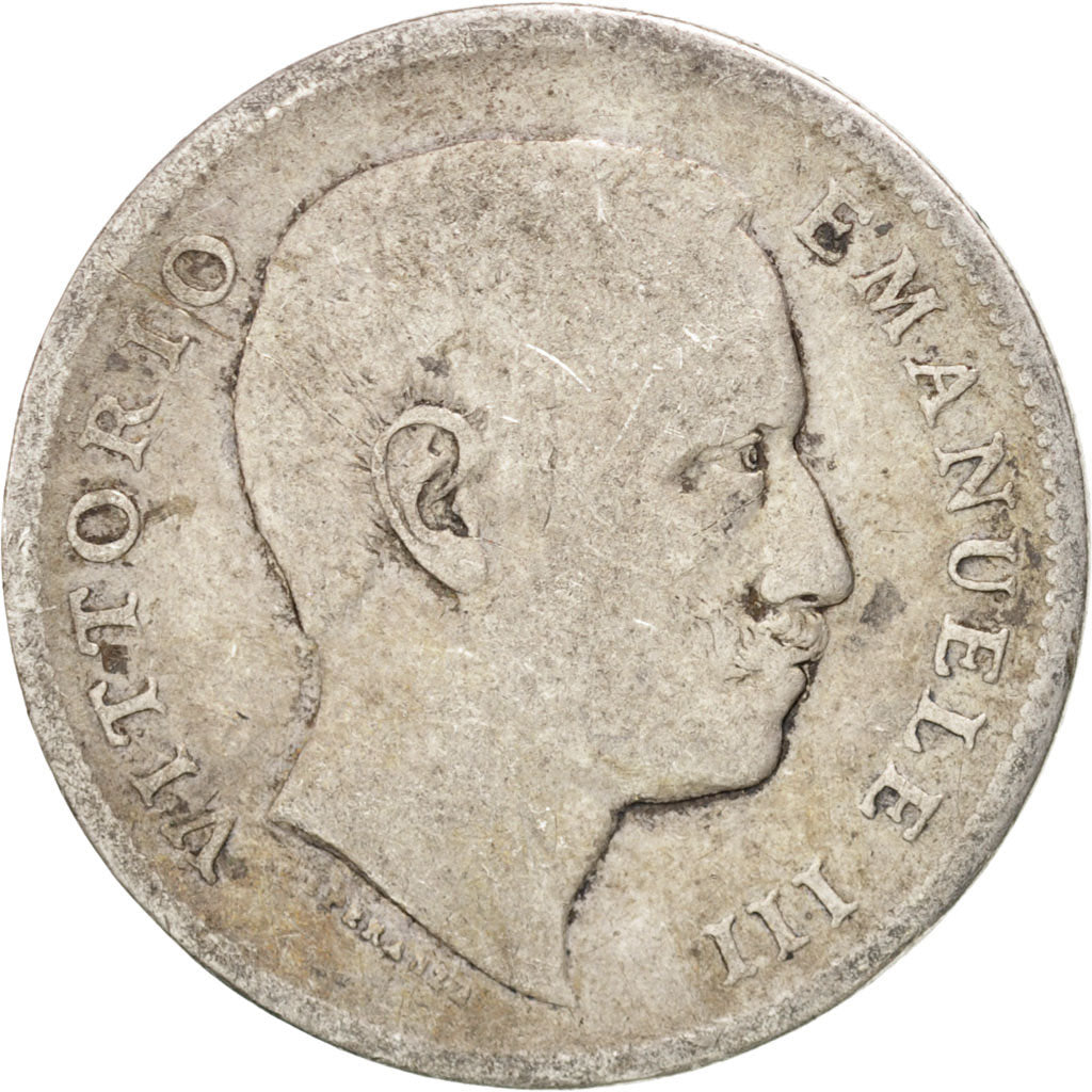 ITALY, Lira, 1906, Rome, KM #32, F(12-15), Silver, 4.82