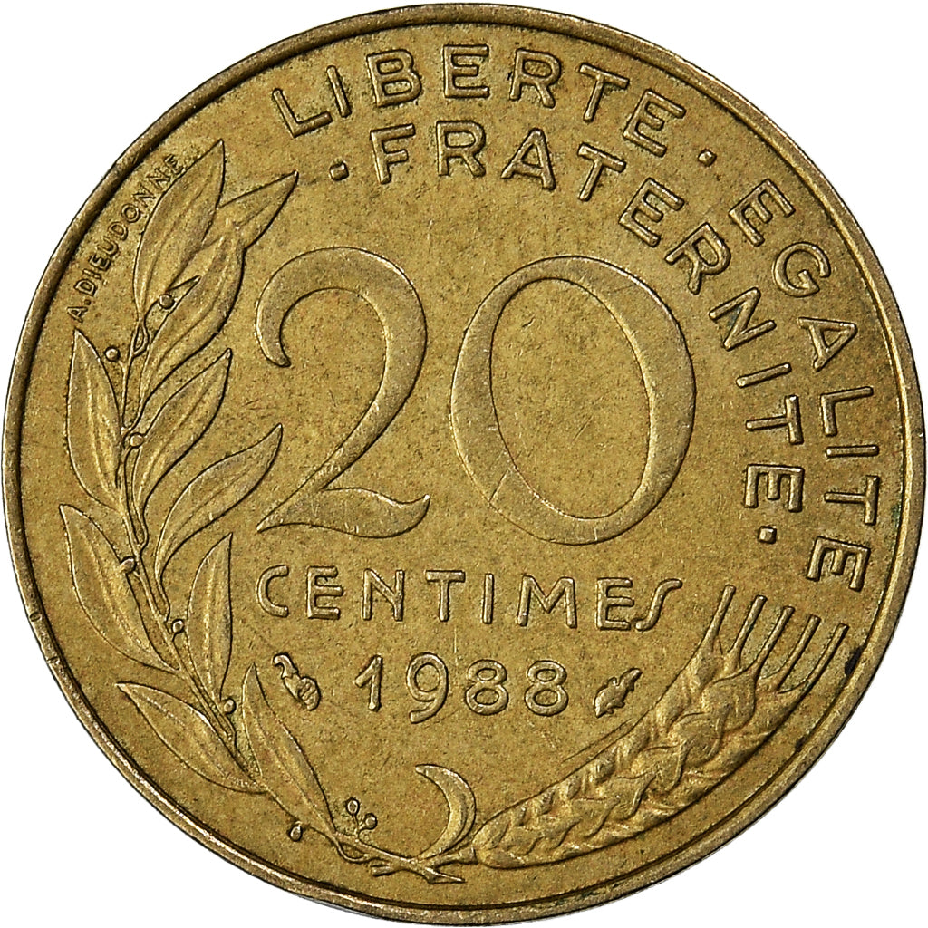Moneda, Francia, 20 Centimes, 1988
