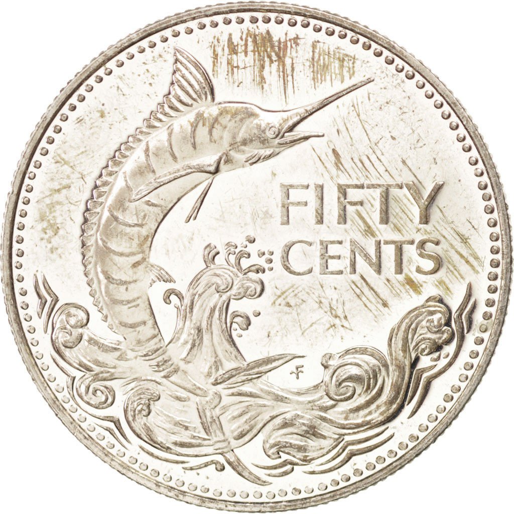 BAHAMAS, 50 Cents, 1974, Franklin Mint, KM #64a, MS(60-62), Silver, 29, 10.05