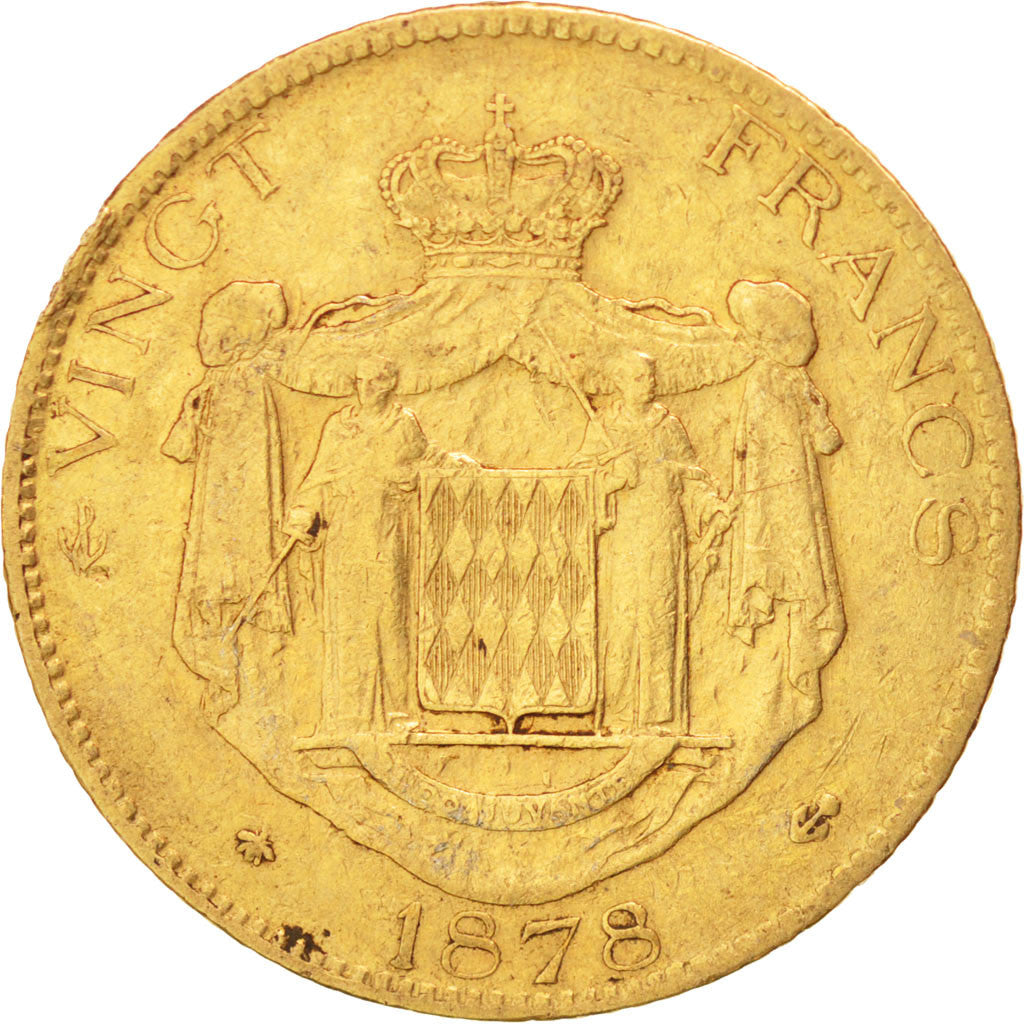 Monnaie, Monaco, Charles III, 20 Francs, Vingt, 1878, Paris, TB, Or, KM:98