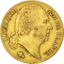 Coin, France, Louis XVIII, Louis XVIII, 20 Francs, 1819, Lille, VF(30-35), Gold