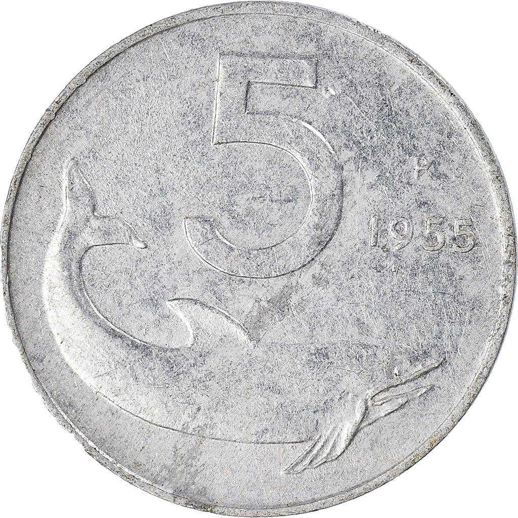 Coin, Italy, 5 Lire, 1955