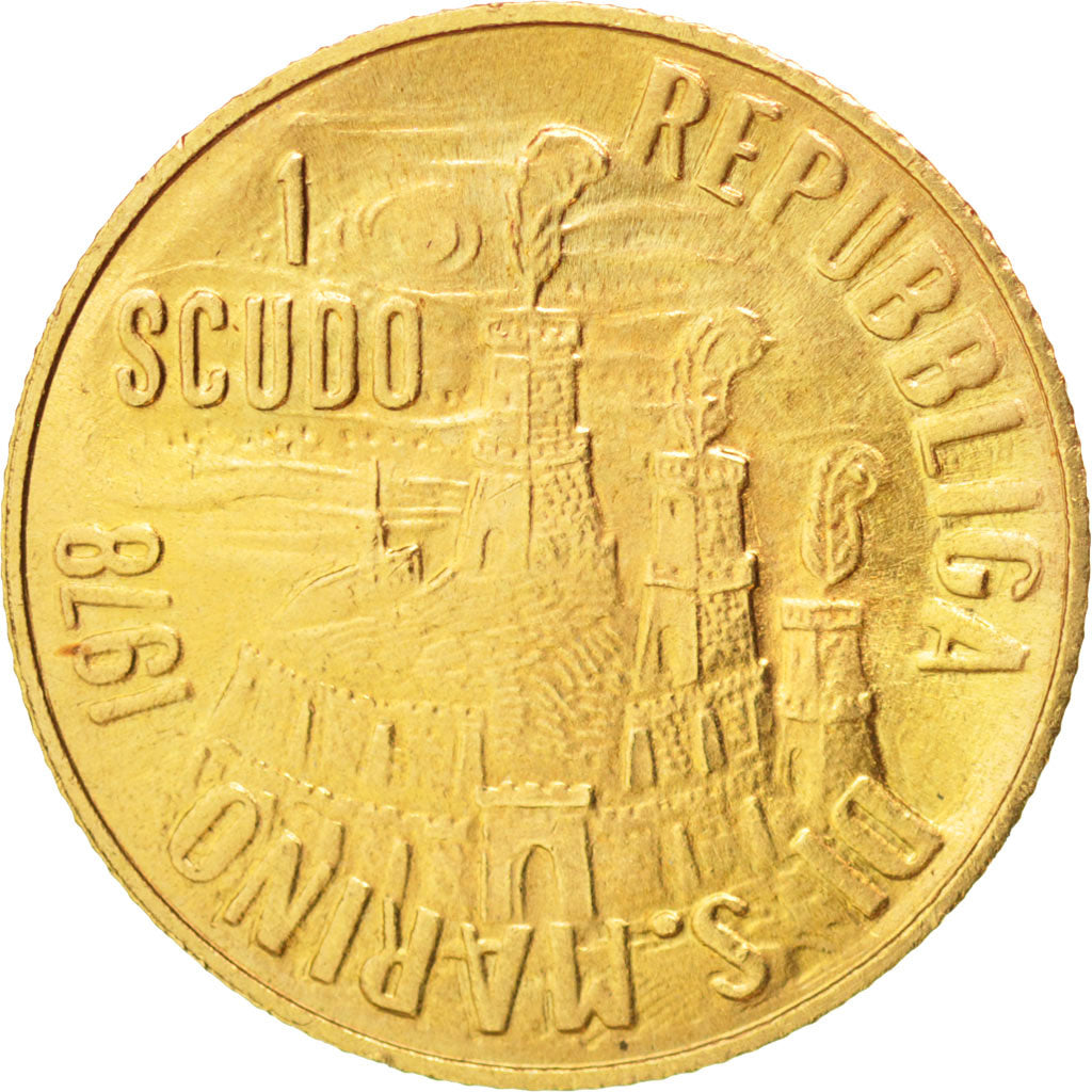 Coin, San Marino, Scudo, 1978, MS(64), Gold, KM:86