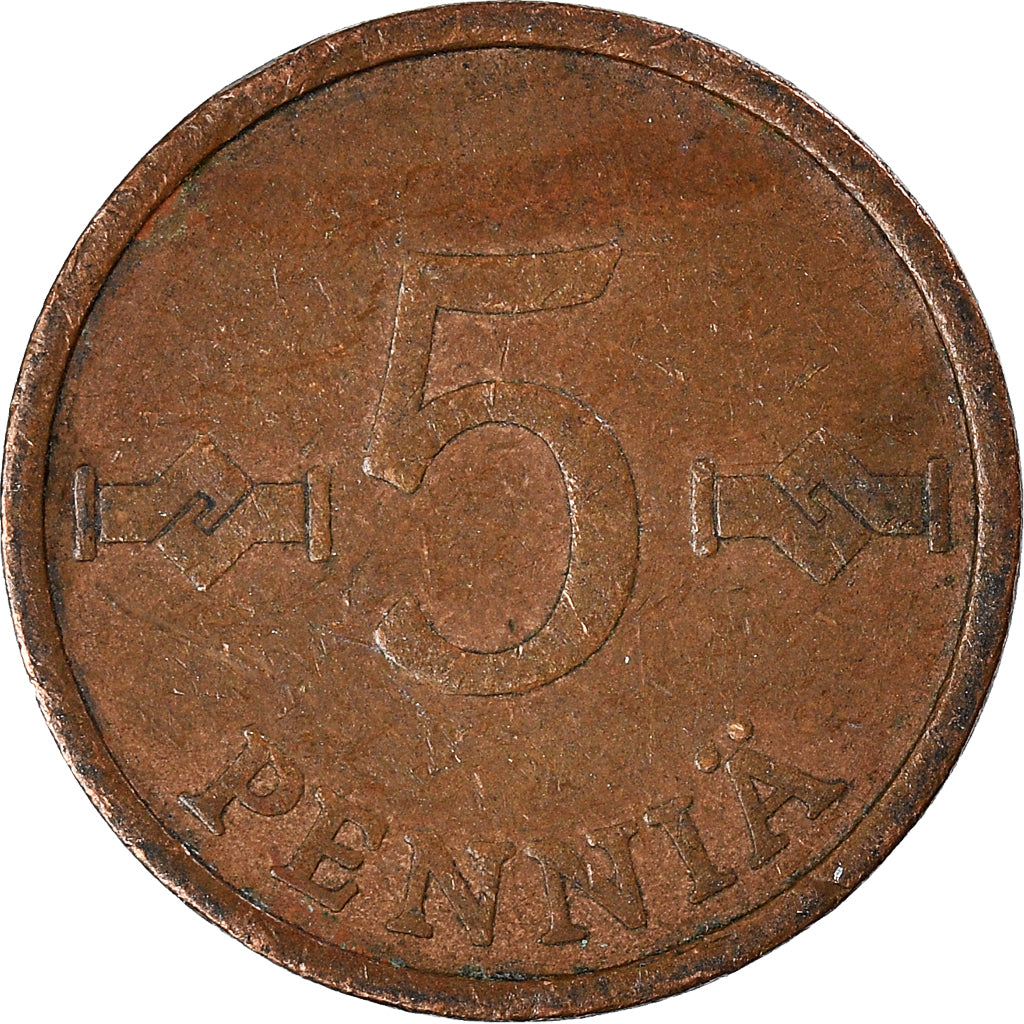 Moneda, Finlandia, 5 Pennia, 1964