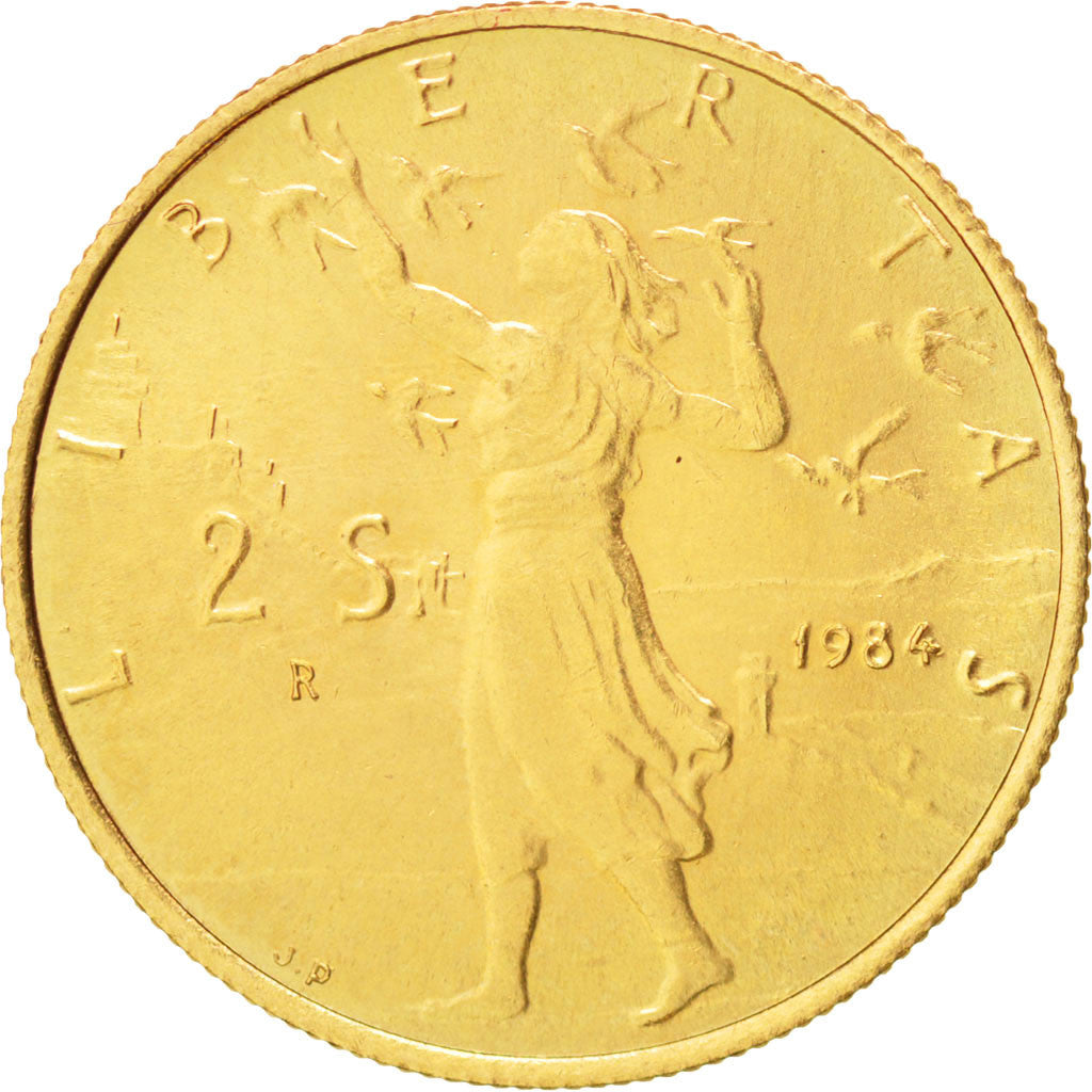 Coin, San Marino, 2 Scudi, 1984, MS(64), Gold, KM:171