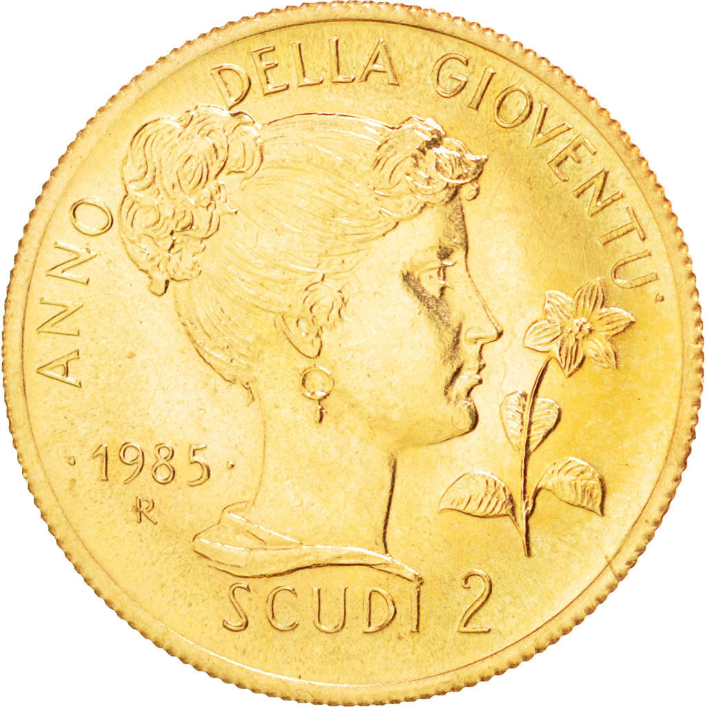 SAN MARINO, 2 Scudi, 1985, KM #185, MS(64), Gold, 4.00