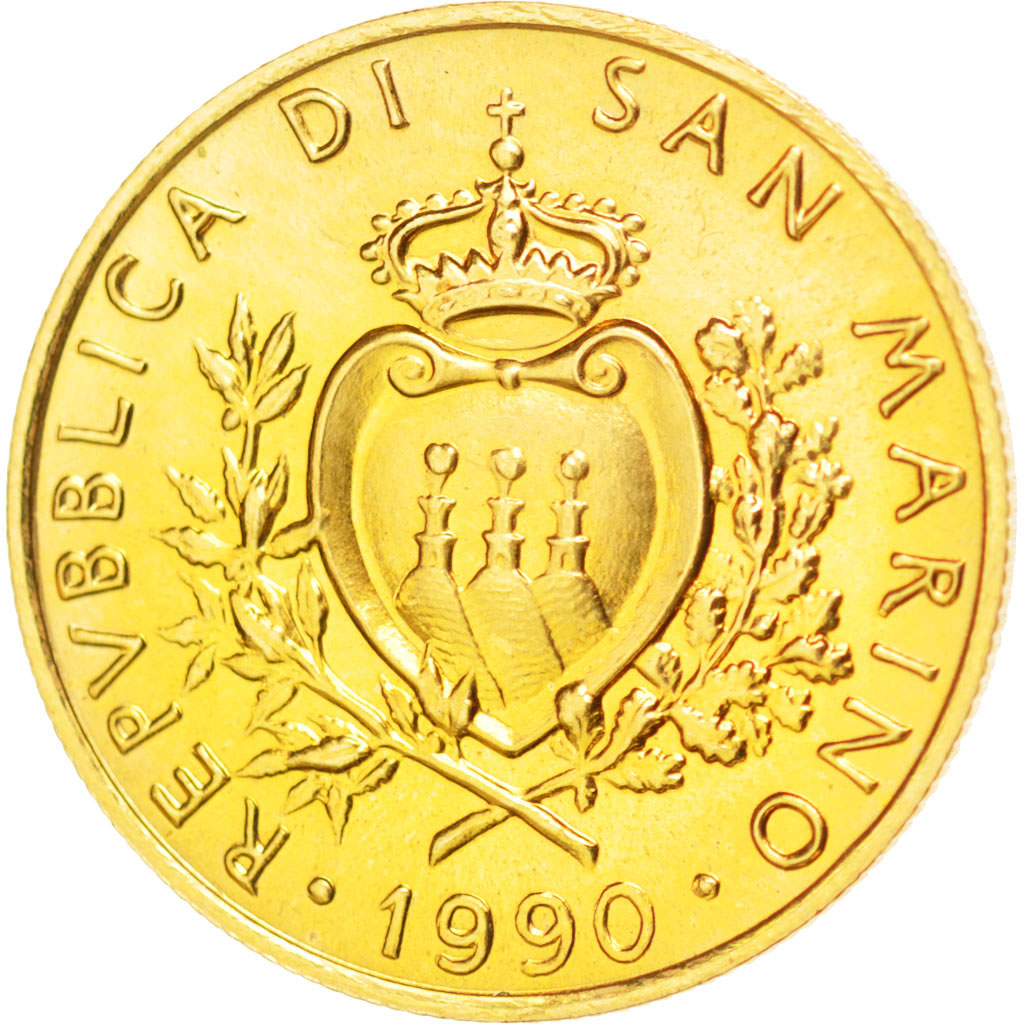 San Marino, 2 Scudi, 1990, SPL+, Oro, KM:259