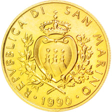 San Marino, 2 Scudi, 1990, SPL+, Oro, KM:259