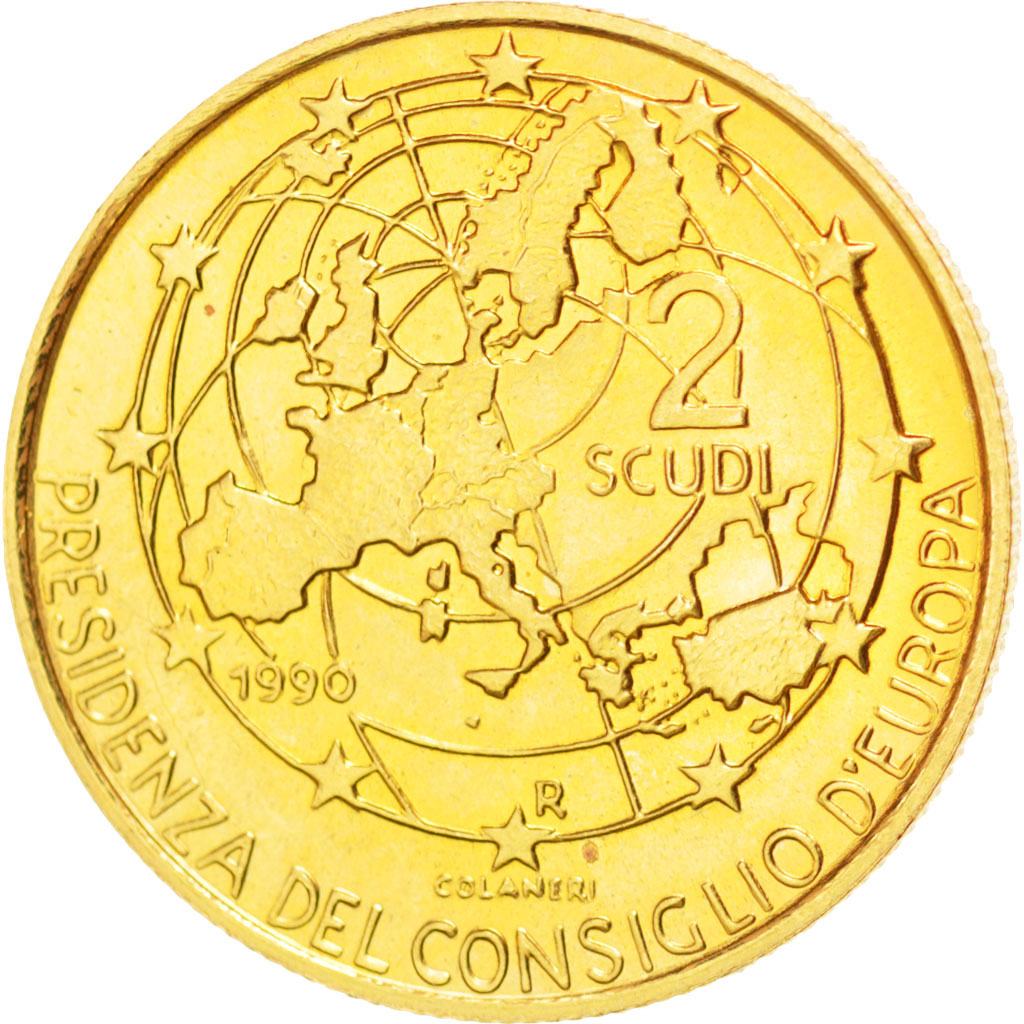 San Marino, 2 Scudi, 1990, SPL+, Oro, KM:259