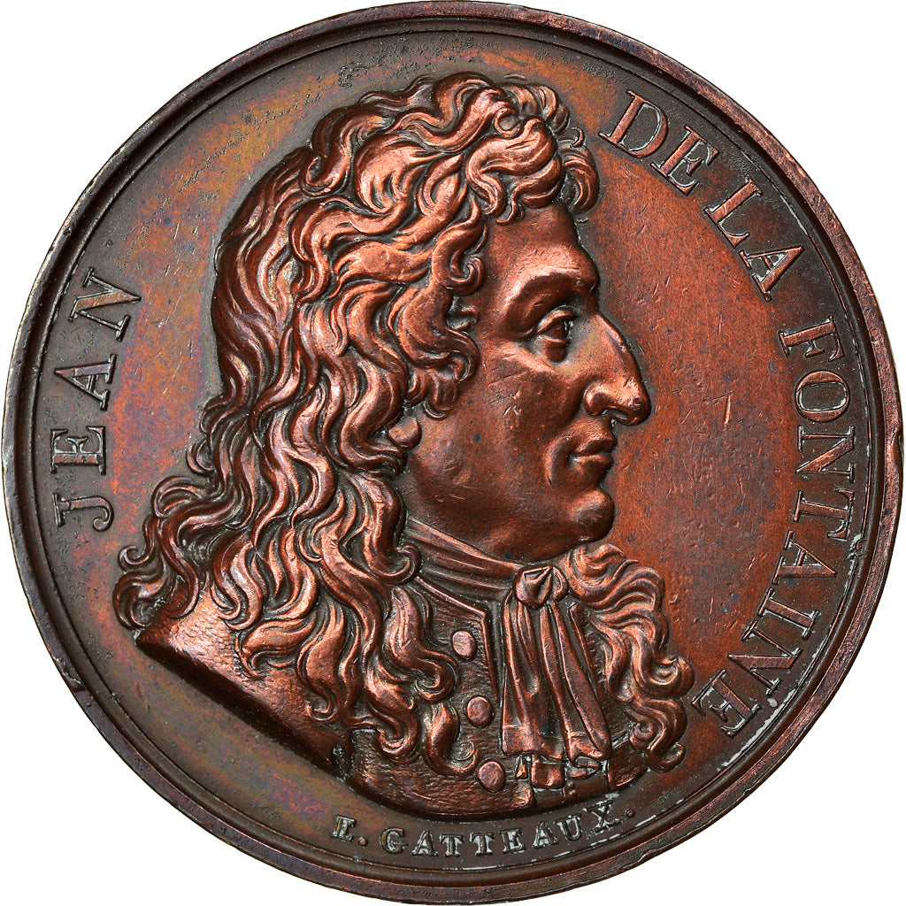 France, Medal, Jean de la Fontaine, Arts & Culture, 1816, AU(50-53), Copper