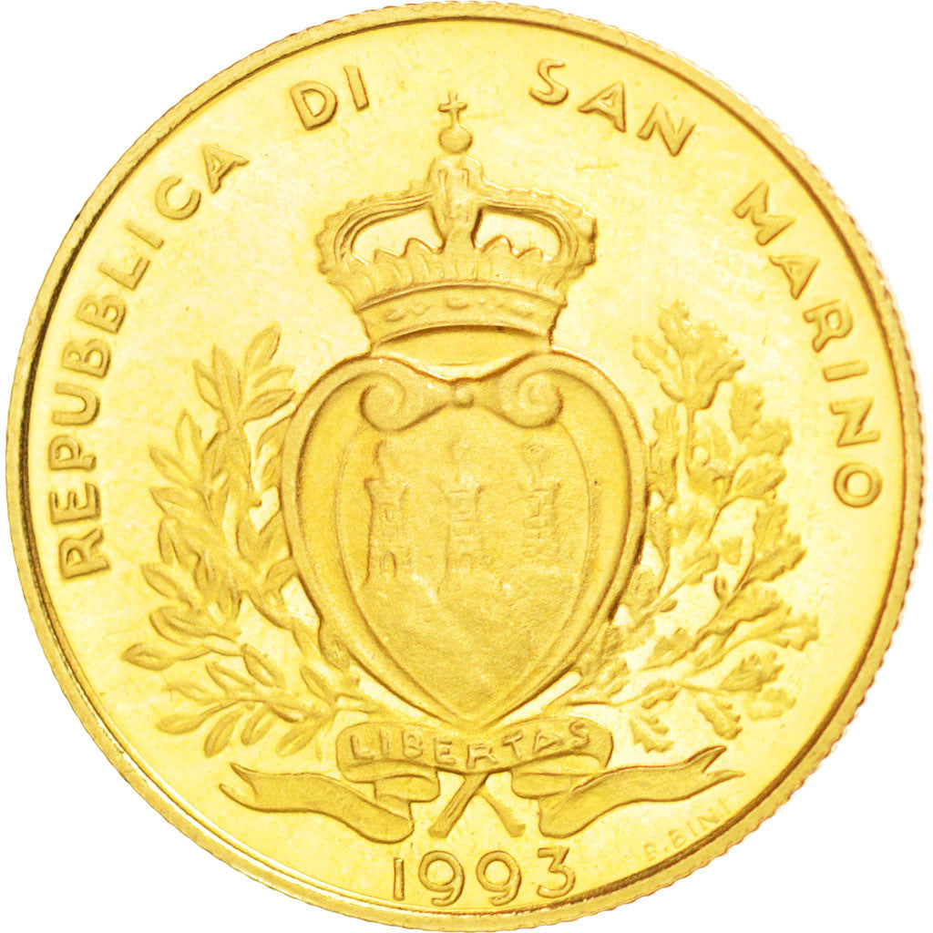 Coin, San Marino, 2 Scudi, 1993, MS(64), Gold, KM:304