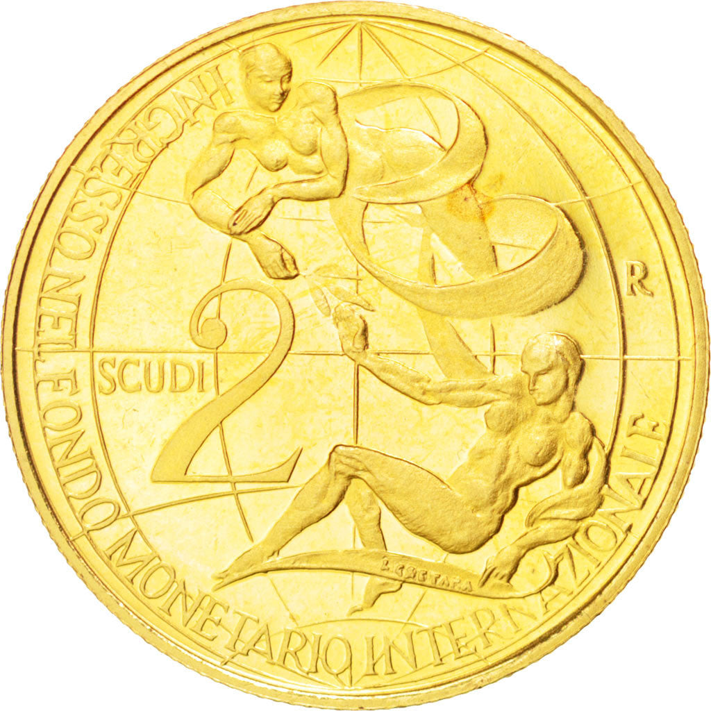 Coin, San Marino, 2 Scudi, 1993, MS(64), Gold, KM:304