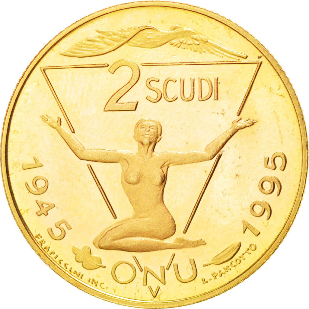 SAN MARINO, 2 Scudi, 1995, KM #336, MS(63), Gold, 6.44