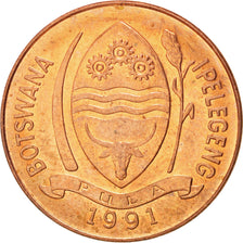 Münze, Botswana, 5 Thebe, 1991, UNZ, Copper Plated Steel, KM:4a.1