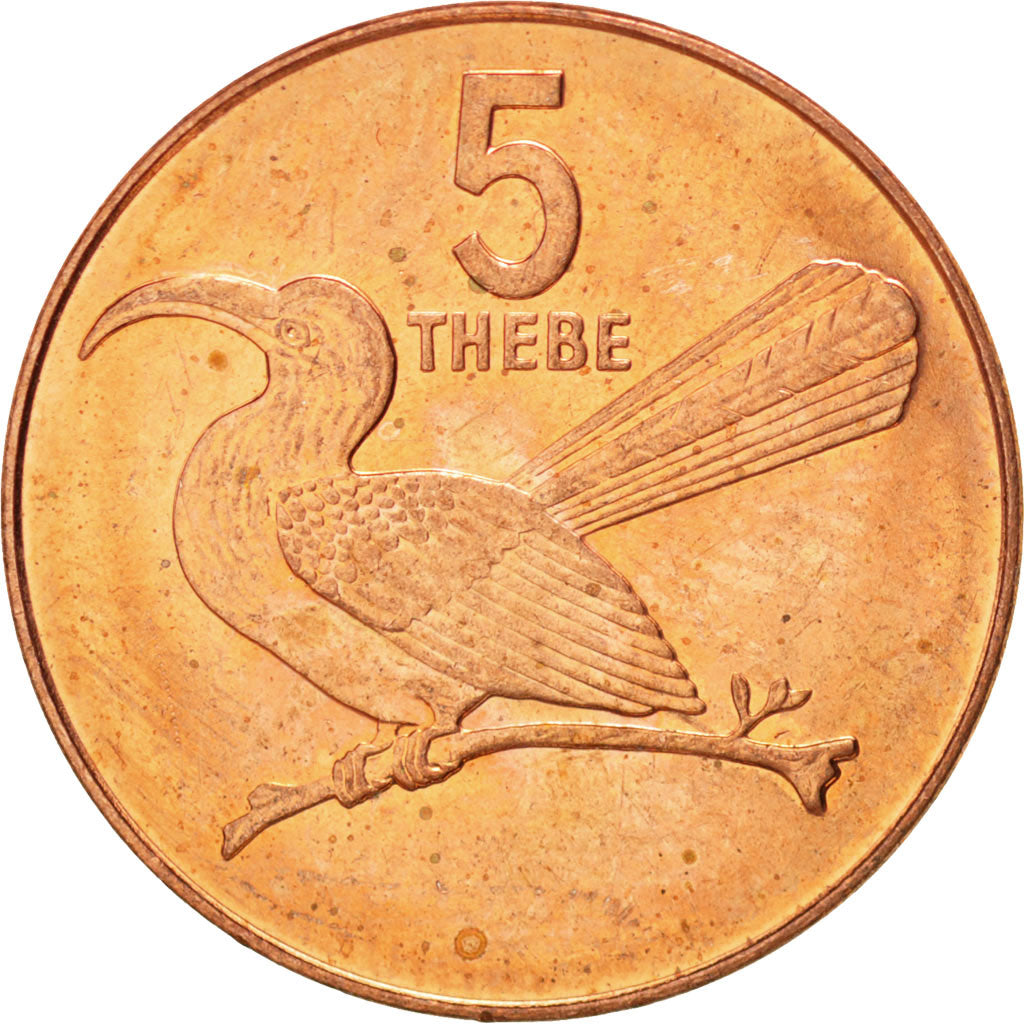 Coin, Botswana, 5 Thebe, 1991, MS(63), Copper Plated Steel, KM:4a.1