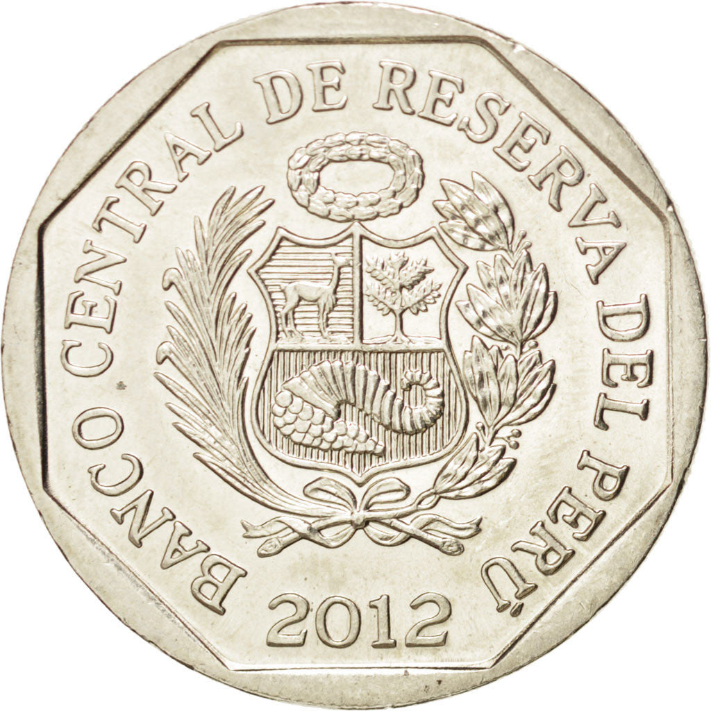 PERU, Nuevo Sol, 2012, Lima, KM #364, MS(63), Copper-Nickel-Zinc, 25.5, 7.17