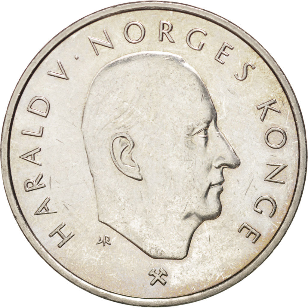NORWAY, 5 Kroner, 1995, KM #456, MS(63), Copper-Nickel, 29.5, 11.39