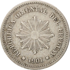 URUGUAY, 5 Centesimos, 1901, Uruguay Mint, KM #21, EF(40-45), Copper-Nickel,...