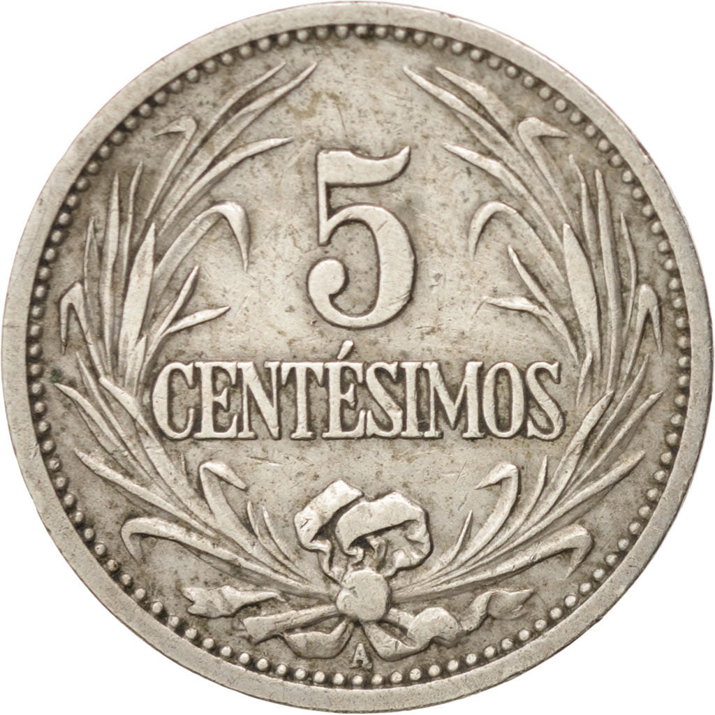 URUGUAY, 5 Centesimos, 1901, Uruguay Mint, KM #21, EF(40-45), Copper-Nickel,...