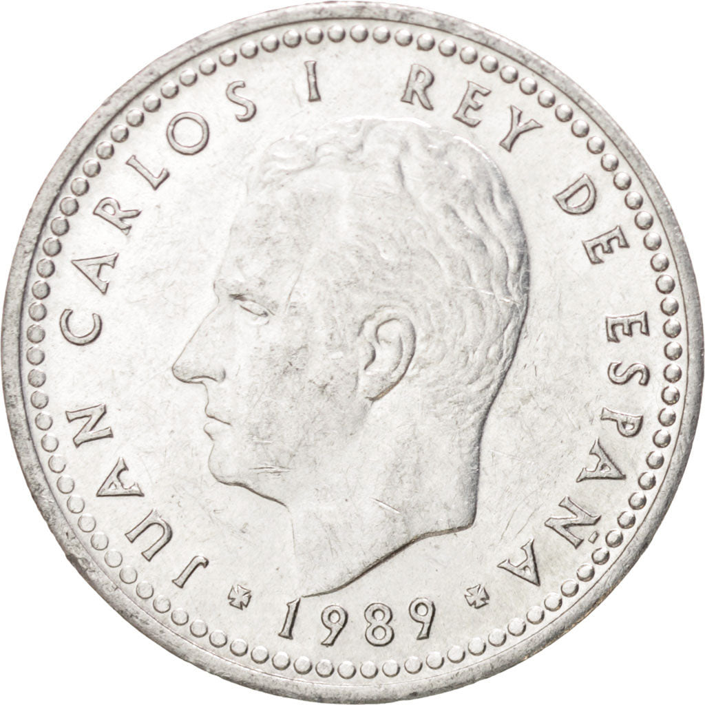 SPAIN, Peseta, 1989, KM #821, AU(55-58), Aluminum, 21, 1.20