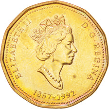 CANADA, Dollar, 1992, Royal Canadian Mint, KM #218, MS(63), Aureate, 26, 7.00