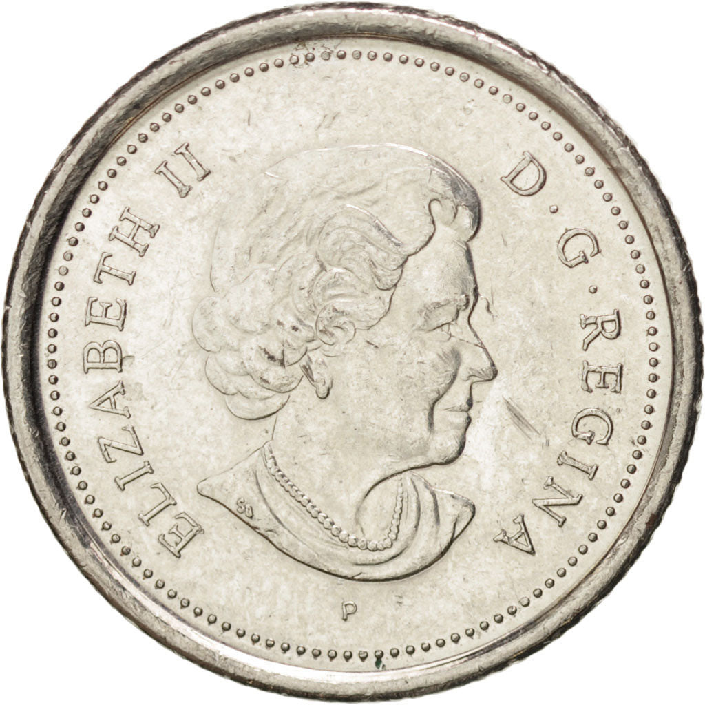 CANADA, 10 Cents, 2005, Royal Canadian Mint, KM #492, AU(55-58), Nickel Plated..