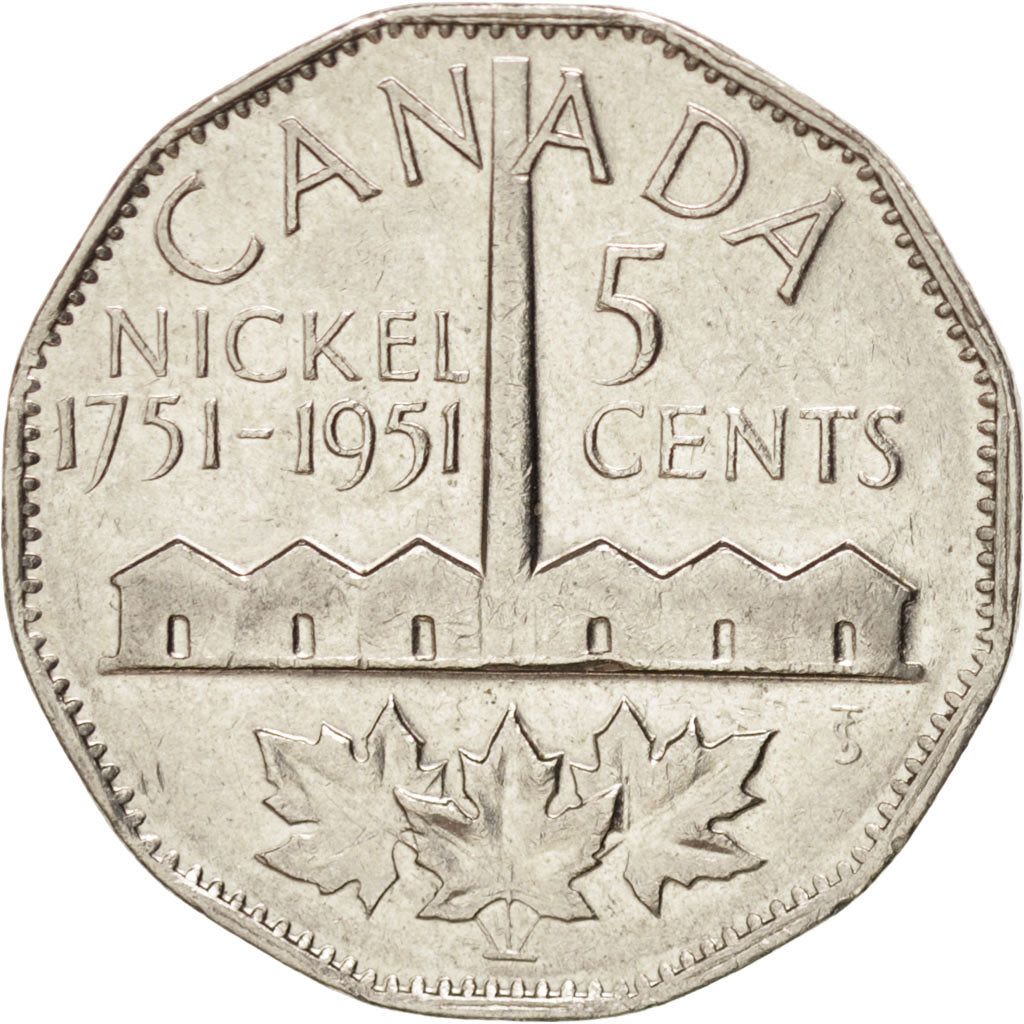 CANADA, 5 Cents, 1951, Royal Canadian Mint, KM #48, EF(40-45), Nickel, 21.2,...