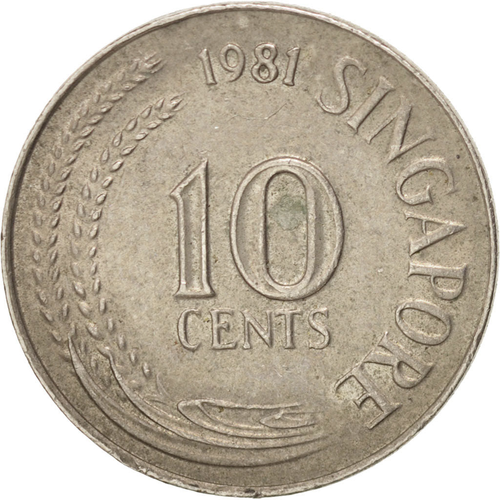 Coin, Singapore, 10 Cents, 1981, EF(40-45), Copper-nickel, KM:3