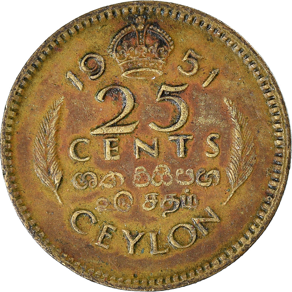 Munten, Ceylon, 25 Cents, 1951